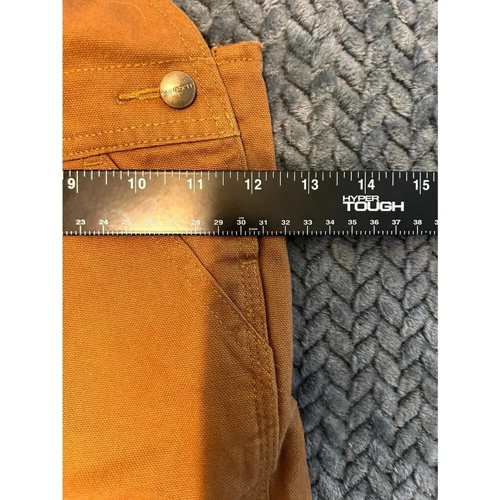 Carhartt Canvas Bib Overalls Youth Kids 18M Brown Flannel Lined Adjustable Strap
